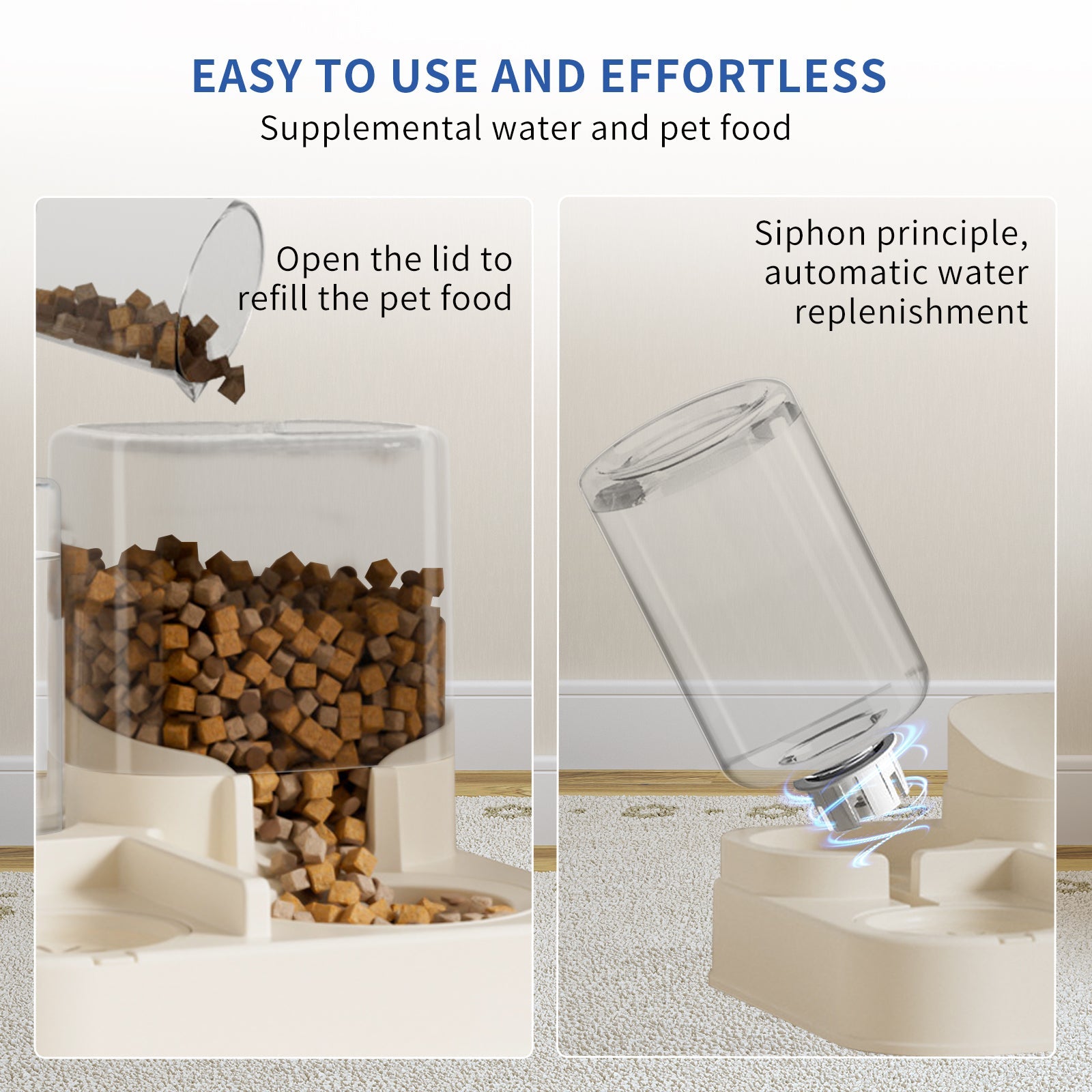 KFX-9307197 Automatic Transparent Pet Food and Water Dispenser for Easy Travel and Hassle-Free Feeding