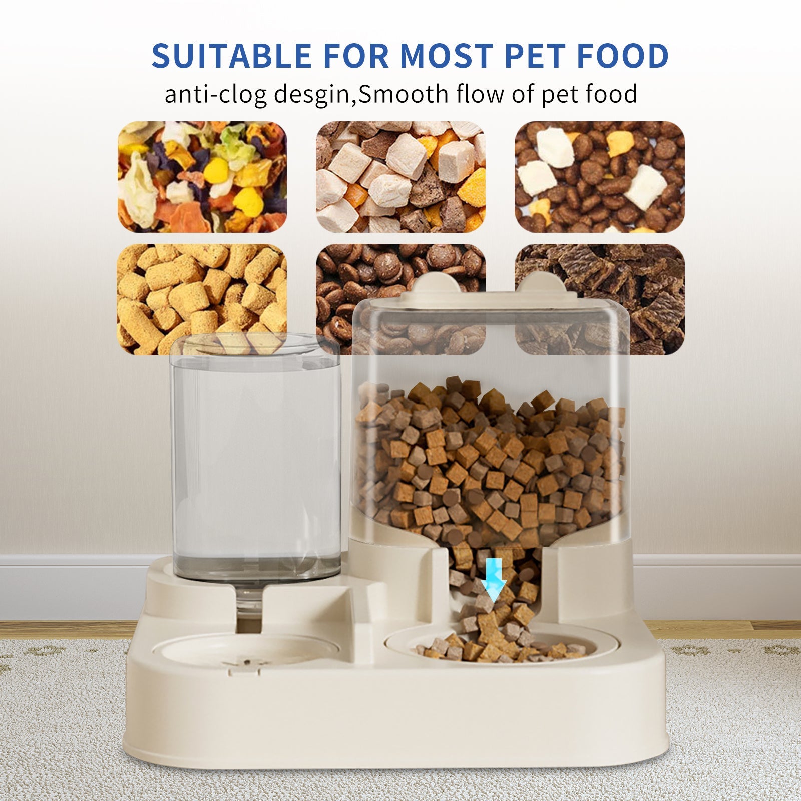 KFX-9307197 Automatic Transparent Pet Food and Water Dispenser for Easy Travel and Hassle-Free Feeding