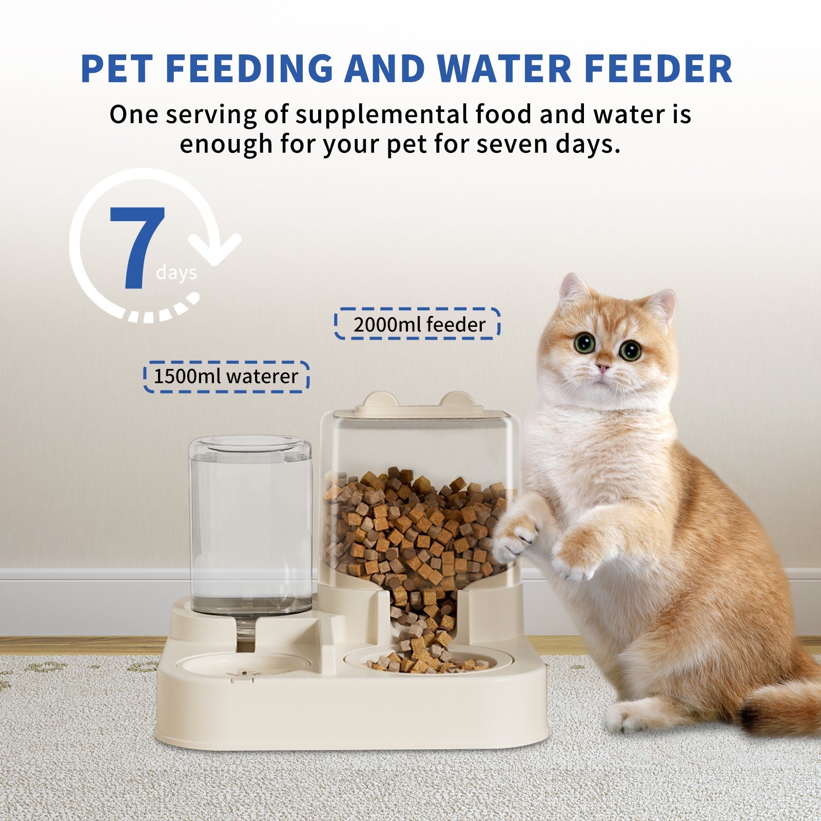 KFX-9307197 Automatic Transparent Pet Food and Water Dispenser for Easy Travel and Hassle-Free Feeding