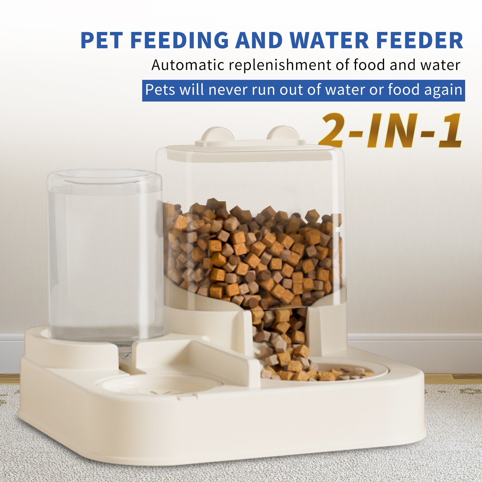KFX-9307197 Automatic Transparent Pet Food and Water Dispenser for Easy Travel and Hassle-Free Feeding
