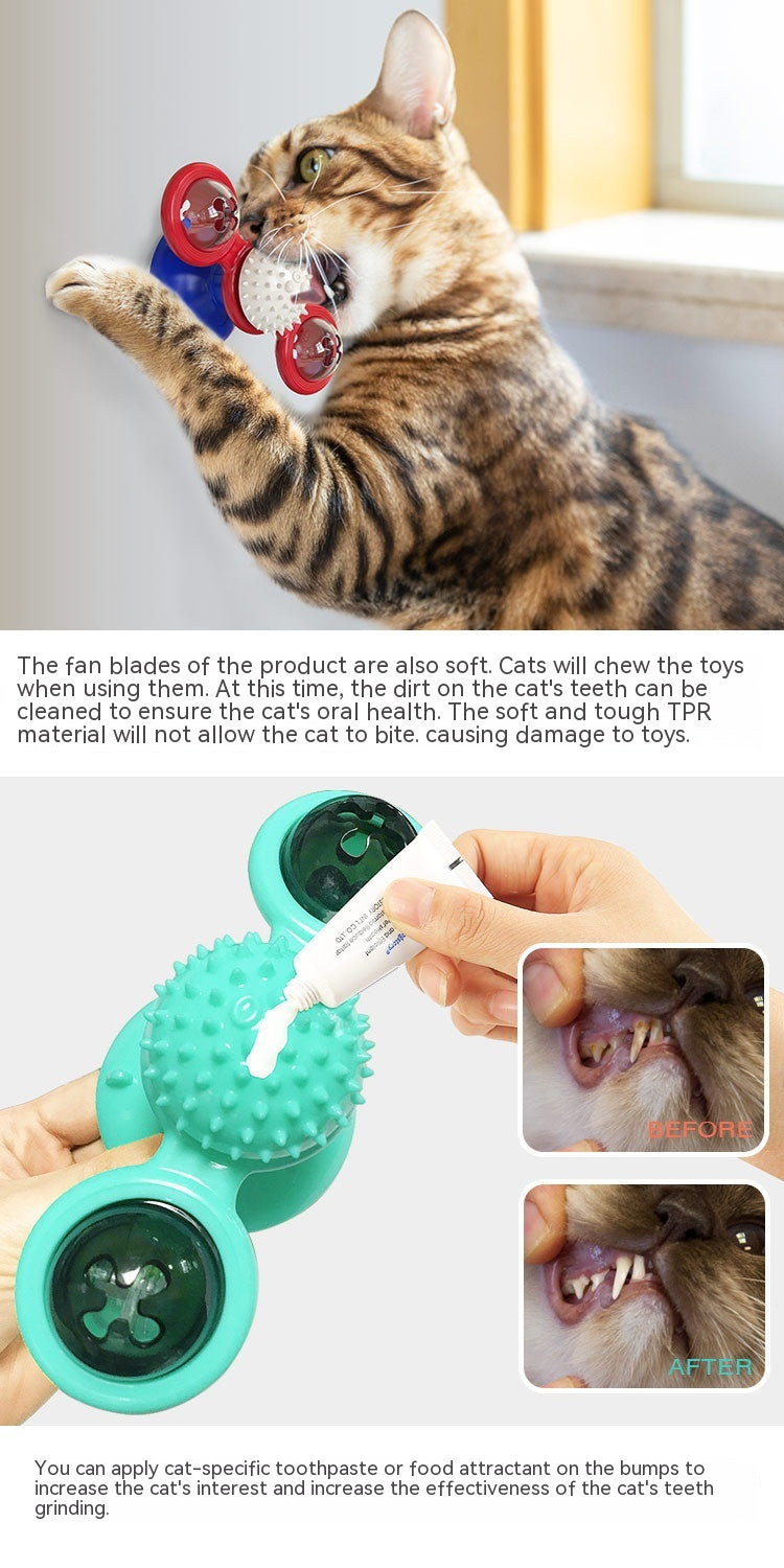 KFX-9307325 Rotating Windmill Cat Teaser Toy with Lights - Colorful Interactive Pet Plaything