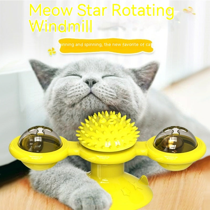 KFX-9307325 Rotating Windmill Cat Teaser Toy with Lights - Colorful Interactive Pet Plaything