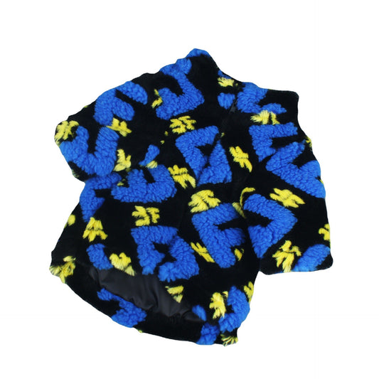 KFX-9307709 Lamb Jacquard Fleece Jacket for Pets in Black - Soft Velvet Material Available in Sizes S to XXL