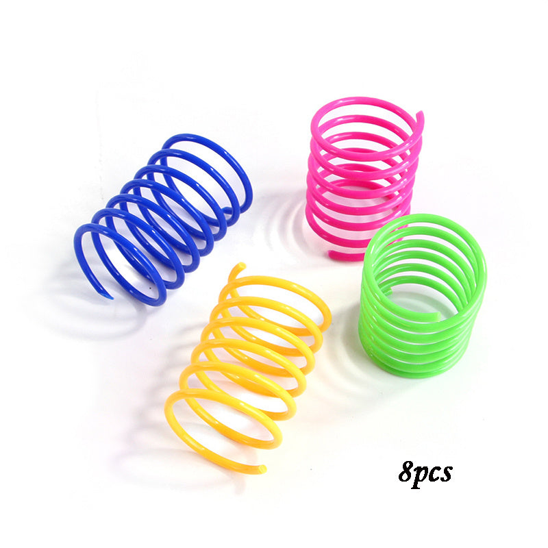 KFX-9308605 Colorful Coil Spring Cat Toy Set – Durable Plastic Springs for Active Kittens & Pets (4 or 8pcs)