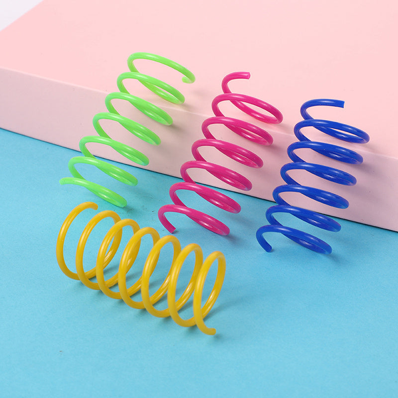 KFX-9308605 Colorful Coil Spring Cat Toy Set – Durable Plastic Springs for Active Kittens & Pets (4 or 8pcs)