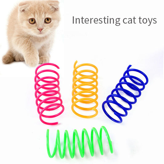 KFX-9308605 Colorful Coil Spring Cat Toy Set – Durable Plastic Springs for Active Kittens & Pets (4 or 8pcs)