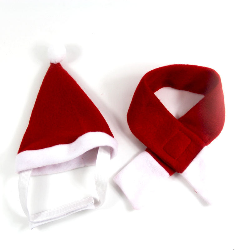 KFX-9309501 Festive Red Fleece Dog Christmas Hat and Scarf Set for Pets
