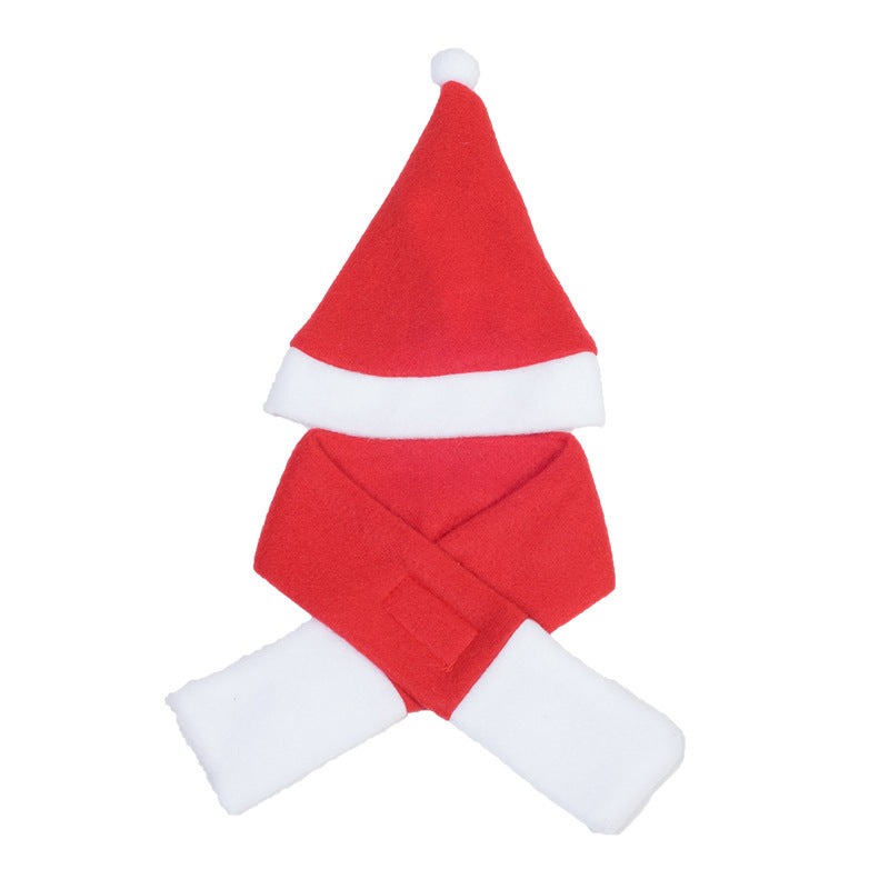 KFX-9309501 Festive Red Fleece Dog Christmas Hat and Scarf Set for Pets