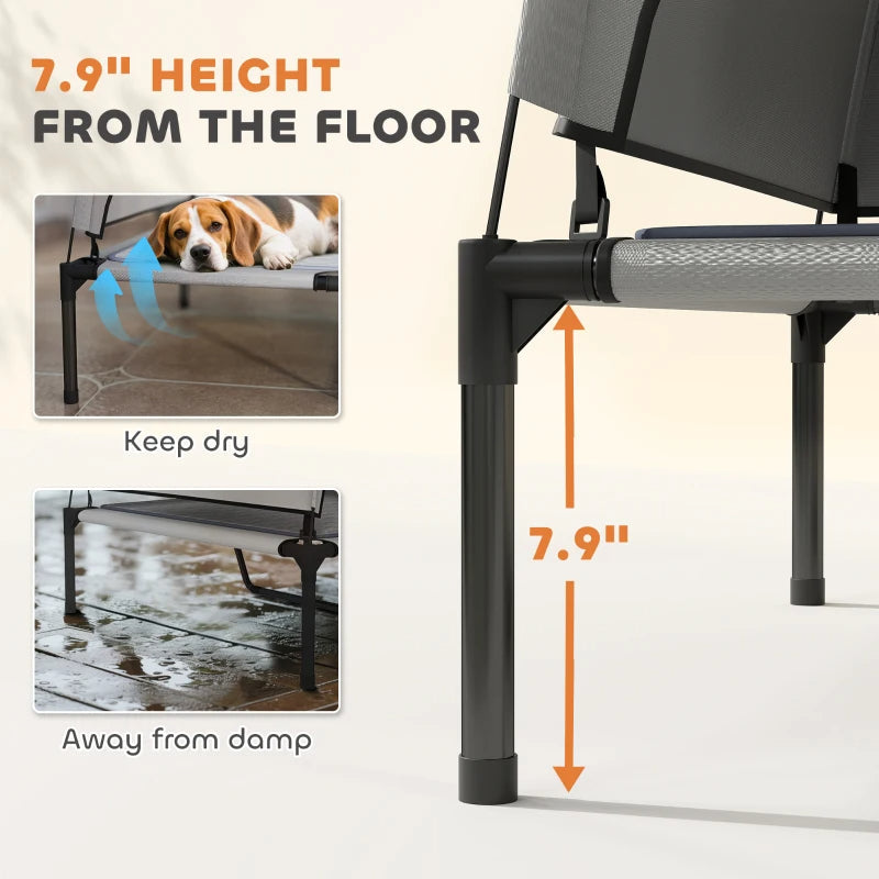 KFX-9310781 Elevated Dog Bed with Removable Canopy, Portable Outdoor Pet Cot with Cooling Pad and Storage Bag
