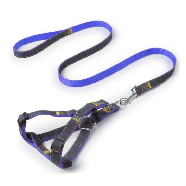 KFX-9310909 Denim Stitched Pet Leash for Cats and Small Dogs - Multiple Sizes Available