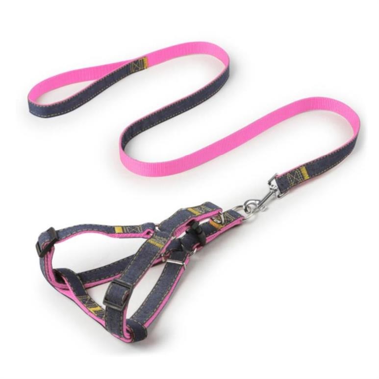 KFX-9310909 Denim Stitched Pet Leash for Cats and Small Dogs - Multiple Sizes Available