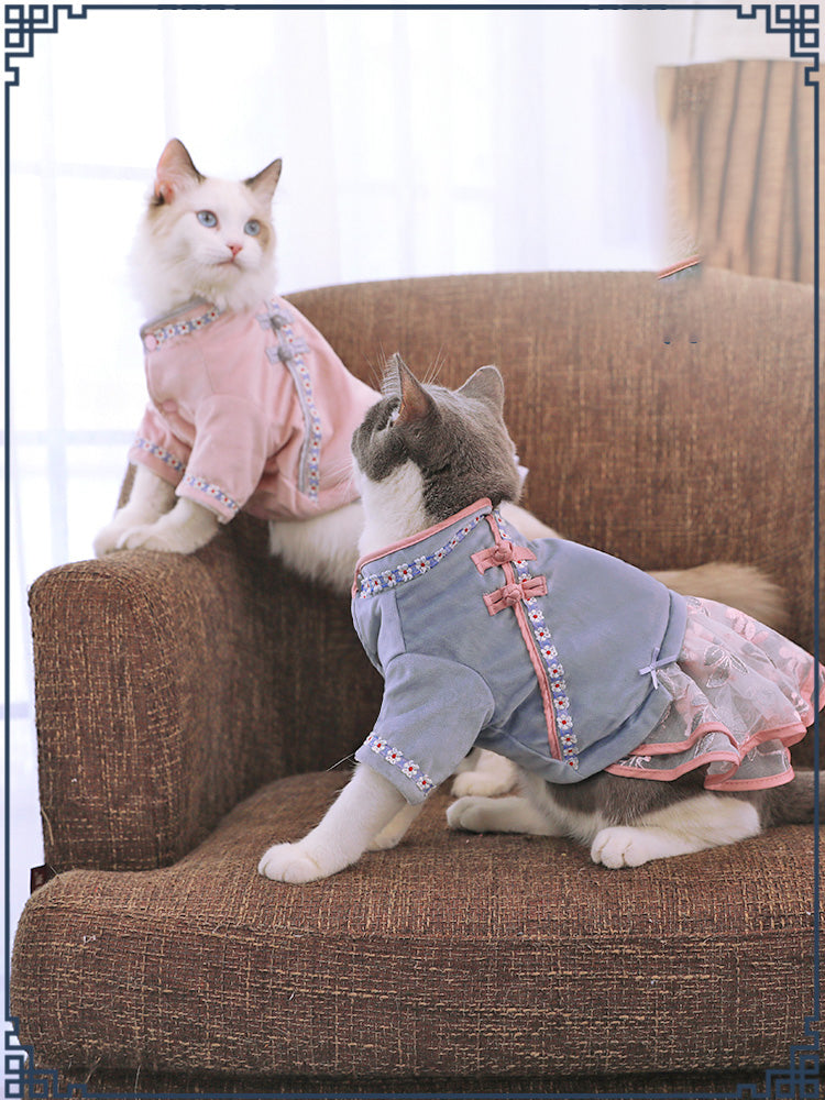 KFX-9311293 Chic High Waist Bow Skirt for Cats - Republic of China Style Dress
