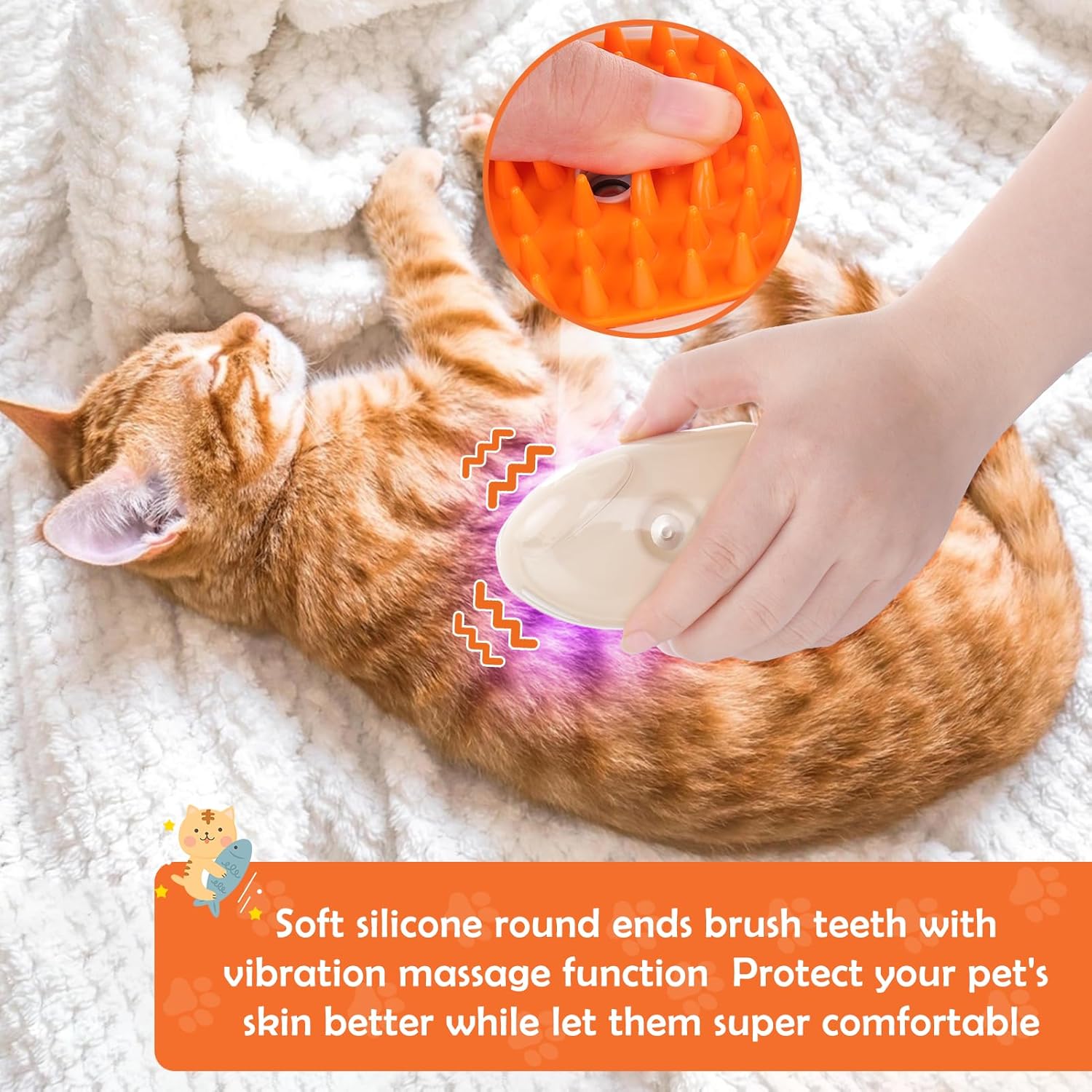 KFX-9314365 4-in-1 Steamy Cat Brush with Vibration Massage, Water Spray, and Ringworm Detector for Grooming and Shedding Control