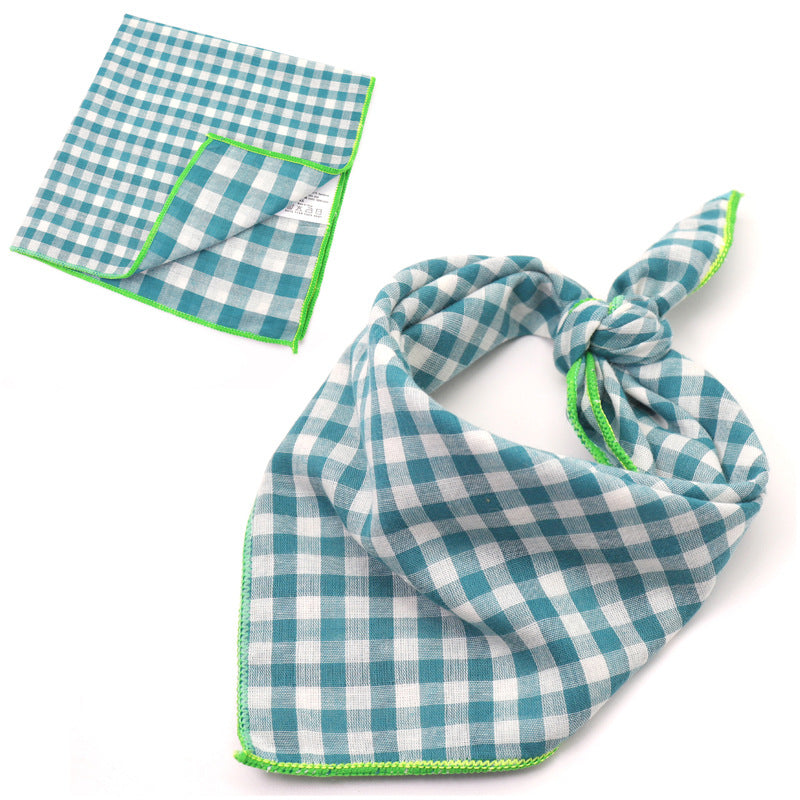 KFX-9314493 Plaid Double-Sided Cotton Pet Scarf - Fashionable and Versatile Design for Your Pet