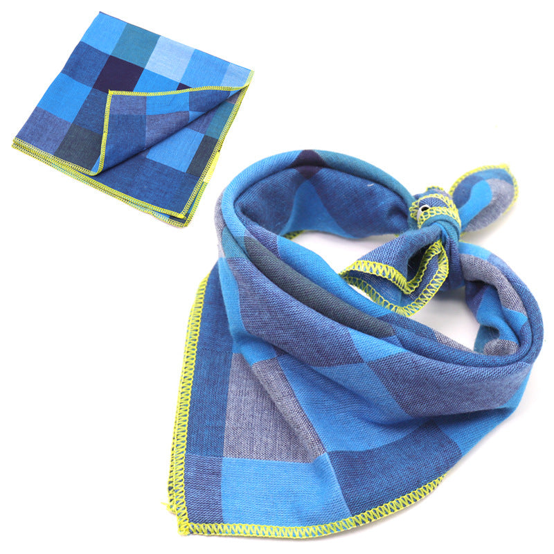 KFX-9314493 Plaid Double-Sided Cotton Pet Scarf - Fashionable and Versatile Design for Your Pet