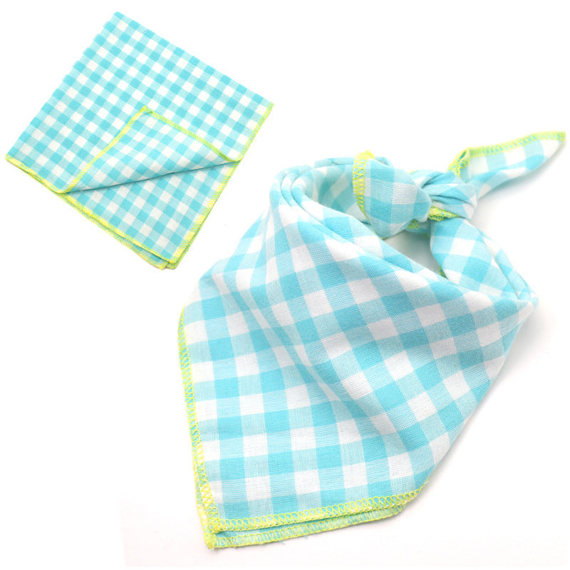 KFX-9314493 Plaid Double-Sided Cotton Pet Scarf - Fashionable and Versatile Design for Your Pet