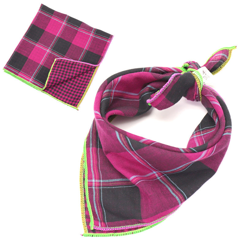 KFX-9314493 Plaid Double-Sided Cotton Pet Scarf - Fashionable and Versatile Design for Your Pet
