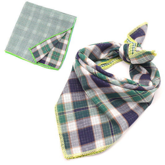 KFX-9314493 Plaid Double-Sided Cotton Pet Scarf - Fashionable and Versatile Design for Your Pet