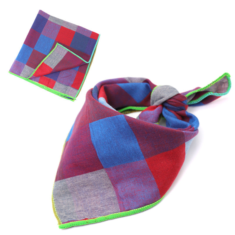 KFX-9314493 Plaid Double-Sided Cotton Pet Scarf - Fashionable and Versatile Design for Your Pet