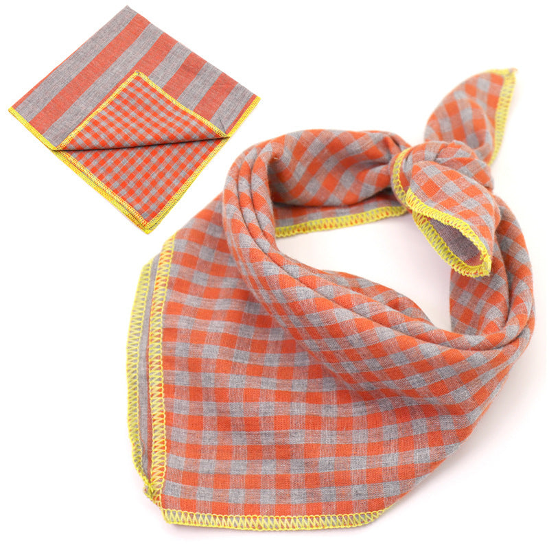 KFX-9314493 Plaid Double-Sided Cotton Pet Scarf - Fashionable and Versatile Design for Your Pet