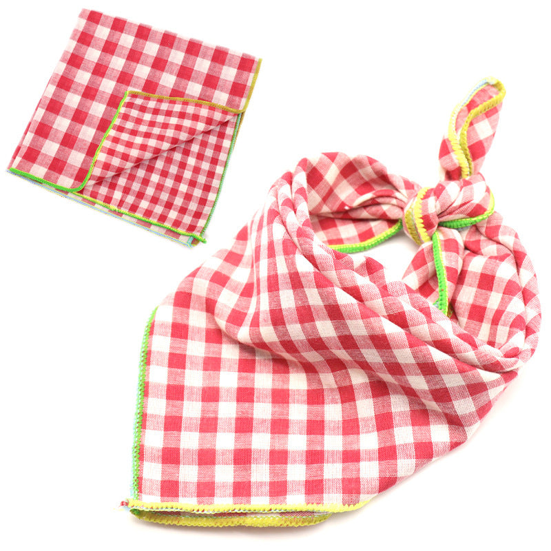 KFX-9314493 Plaid Double-Sided Cotton Pet Scarf - Fashionable and Versatile Design for Your Pet