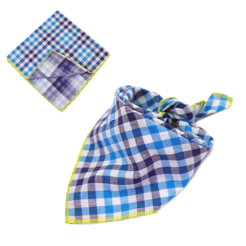 KFX-9314493 Plaid Double-Sided Cotton Pet Scarf - Fashionable and Versatile Design for Your Pet
