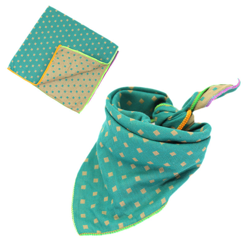 KFX-9314493 Plaid Double-Sided Cotton Pet Scarf - Fashionable and Versatile Design for Your Pet