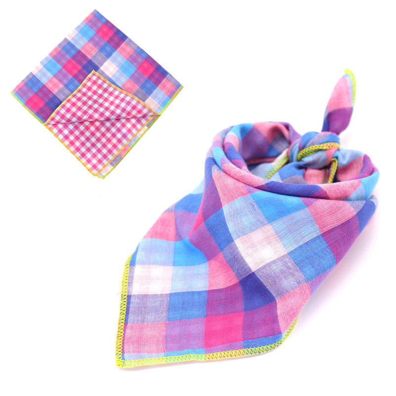 KFX-9314493 Plaid Double-Sided Cotton Pet Scarf - Fashionable and Versatile Design for Your Pet
