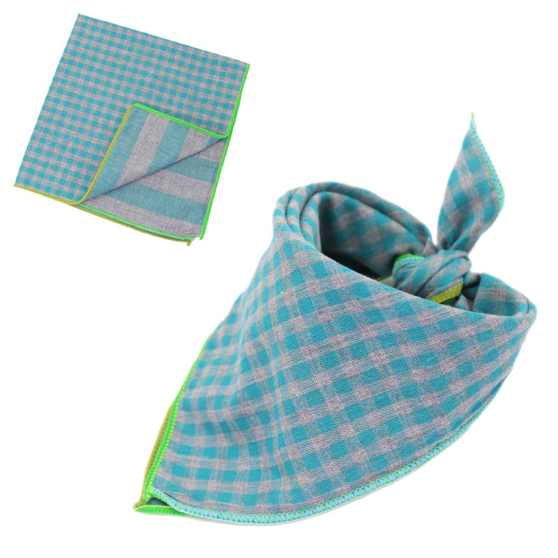 KFX-9314493 Plaid Double-Sided Cotton Pet Scarf - Fashionable and Versatile Design for Your Pet