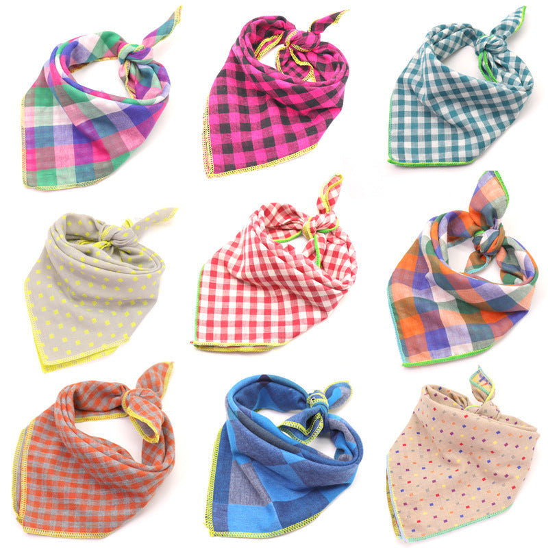 KFX-9314493 Plaid Double-Sided Cotton Pet Scarf - Fashionable and Versatile Design for Your Pet