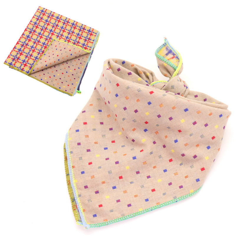 KFX-9314493 Plaid Double-Sided Cotton Pet Scarf - Fashionable and Versatile Design for Your Pet