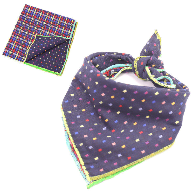 KFX-9314493 Plaid Double-Sided Cotton Pet Scarf - Fashionable and Versatile Design for Your Pet