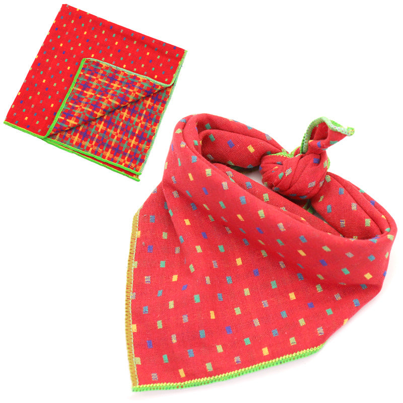 KFX-9314493 Plaid Double-Sided Cotton Pet Scarf - Fashionable and Versatile Design for Your Pet