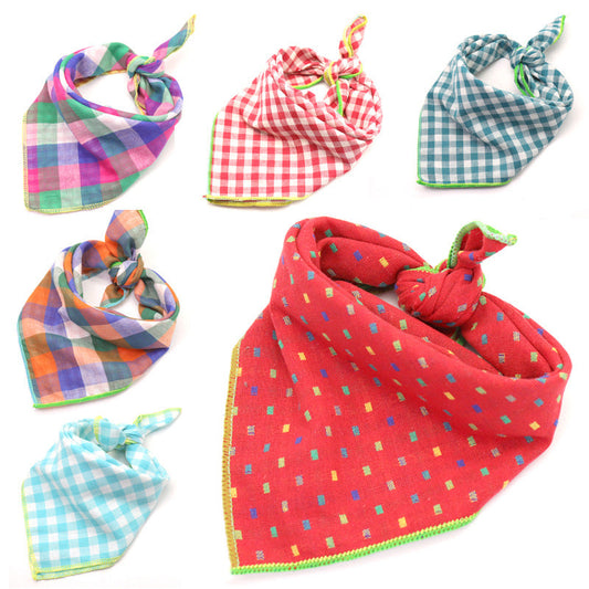 KFX-9314493 Plaid Double-Sided Cotton Pet Scarf - Fashionable and Versatile Design for Your Pet