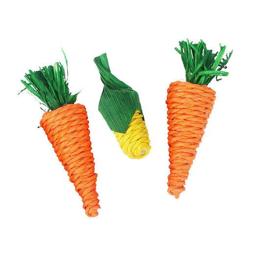 KFX-9315517 Loofah Carrot Hamster Toy for Healthy Chewing and Playtime