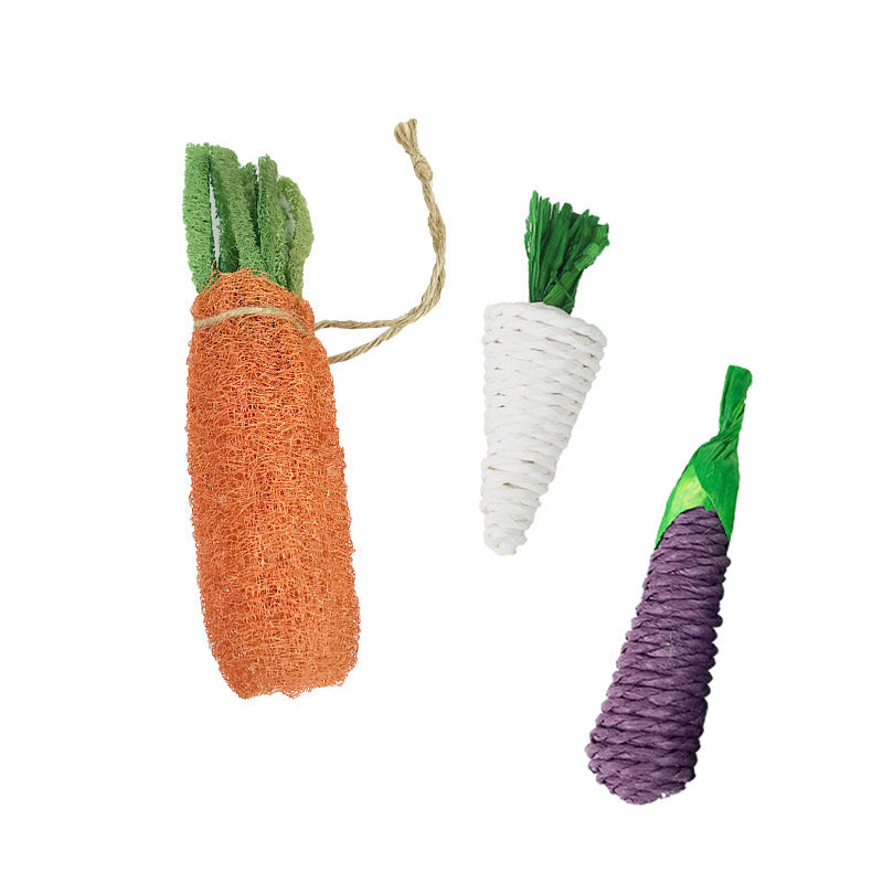 KFX-9315517 Loofah Carrot Hamster Toy for Healthy Chewing and Playtime