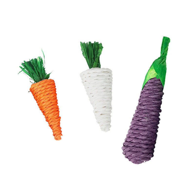 KFX-9315517 Loofah Carrot Hamster Toy for Healthy Chewing and Playtime