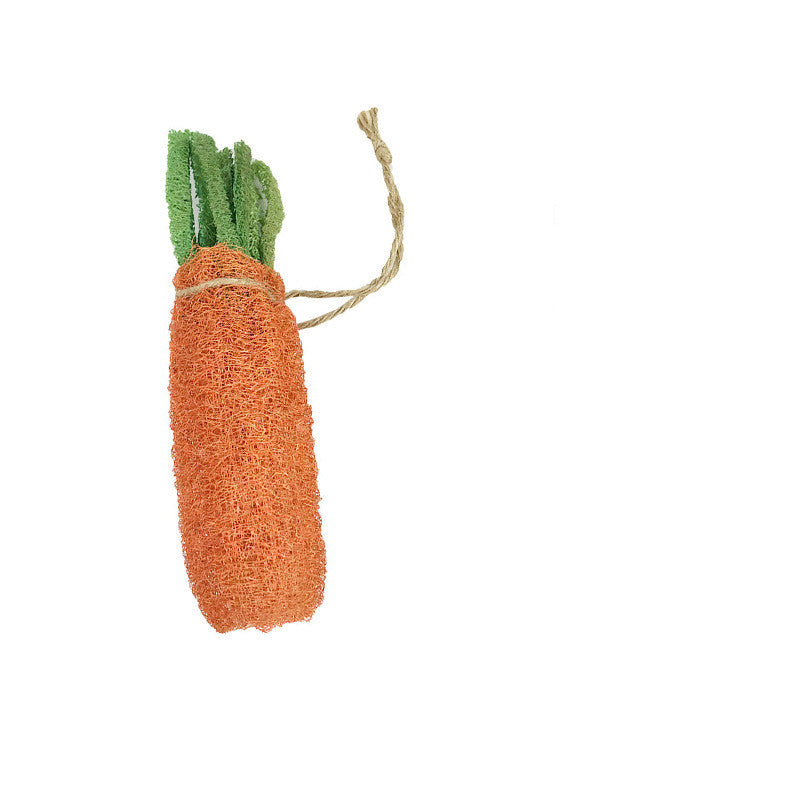 KFX-9315517 Loofah Carrot Hamster Toy for Healthy Chewing and Playtime