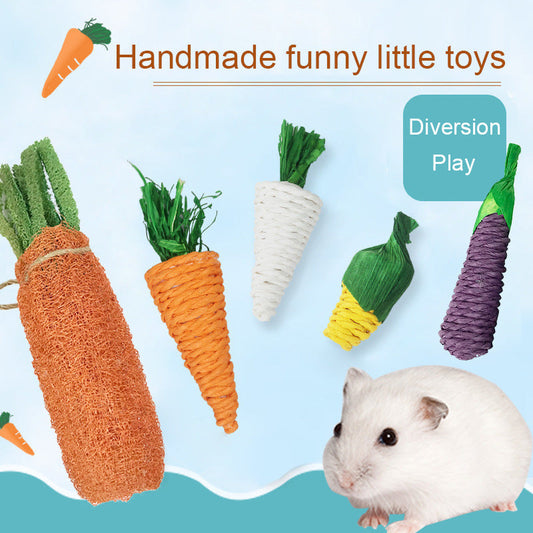 KFX-9315517 Loofah Carrot Hamster Toy for Healthy Chewing and Playtime