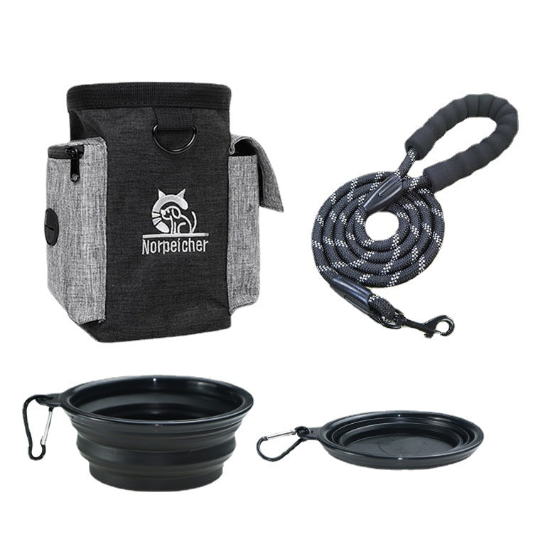 KFX-9319101 Pet Training Set with Hand Holding Rope, Dog Bowl, and Versatile Training Bag in Various Colors