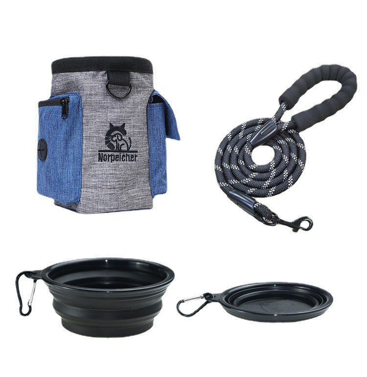 KFX-9319101 Pet Training Set with Hand Holding Rope, Dog Bowl, and Versatile Training Bag in Various Colors
