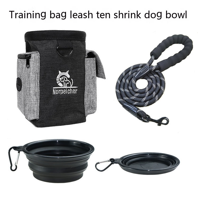 KFX-9319101 Pet Training Set with Hand Holding Rope, Dog Bowl, and Versatile Training Bag in Various Colors