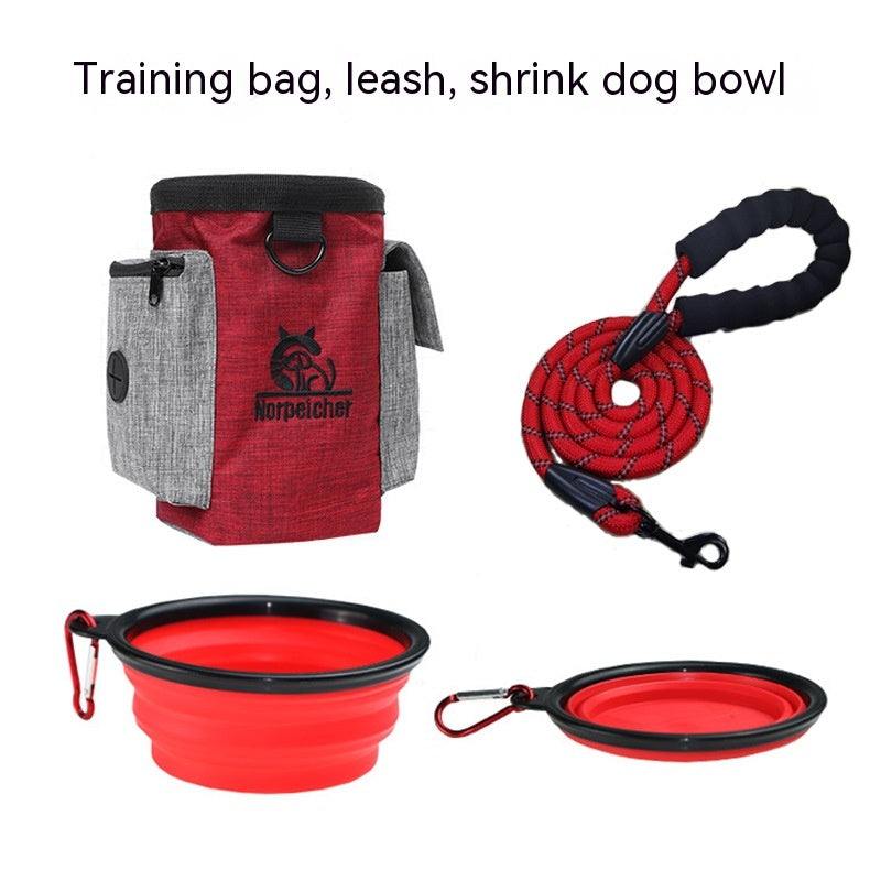 KFX-9319101 Pet Training Set with Hand Holding Rope, Dog Bowl, and Versatile Training Bag in Various Colors