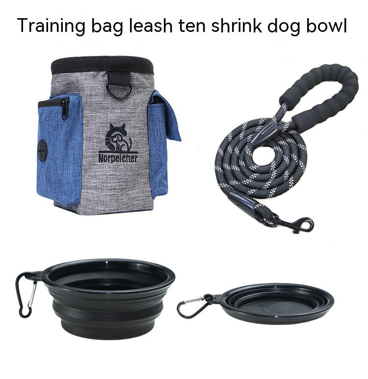 KFX-9319101 Pet Training Set with Hand Holding Rope, Dog Bowl, and Versatile Training Bag in Various Colors