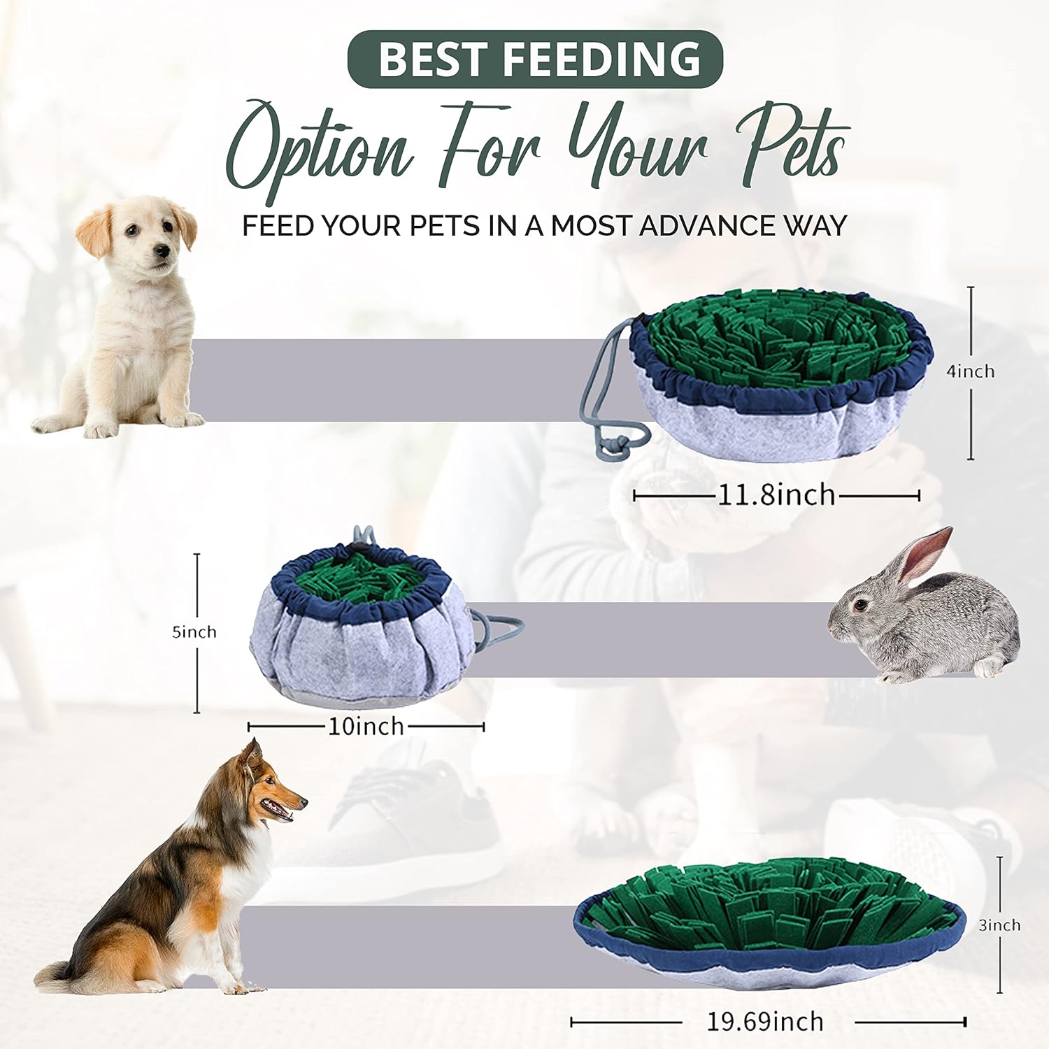 KFX-9320125 Adjustable Snuffle Mat for Dogs - Enrichment Puzzle Toy for Large Breeds and Slow Eating Mental Stimulation