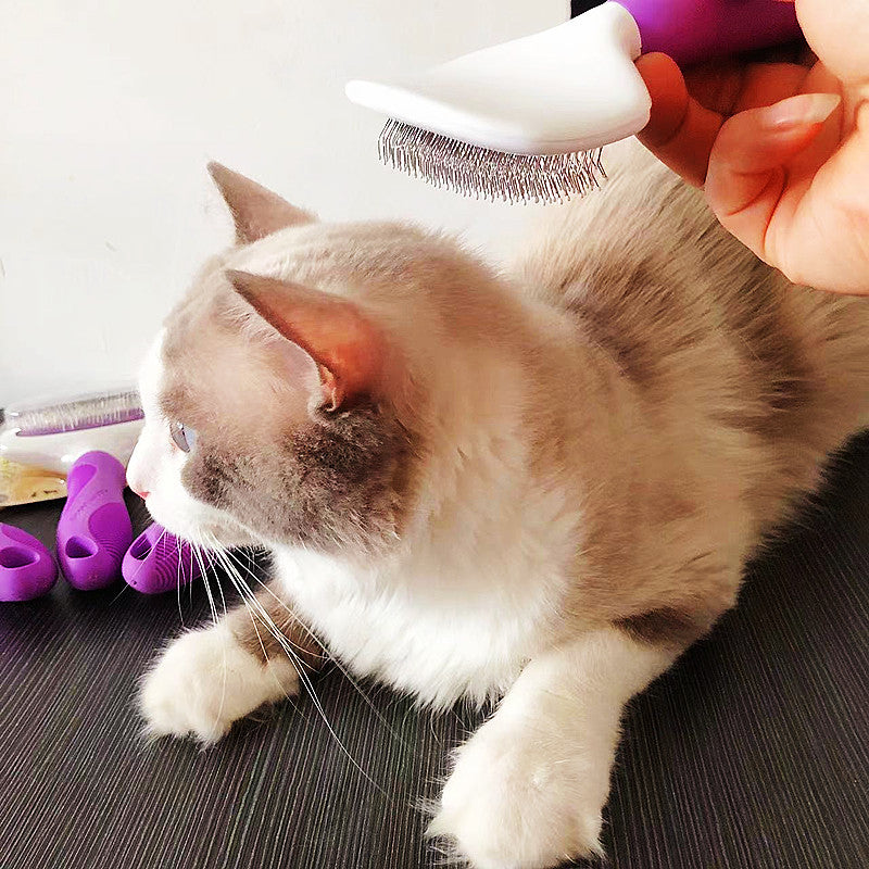 KFX-9324221 Professional Stainless Steel Grooming Comb for Cats and Dogs - Open Knot and Hair Removal Tool