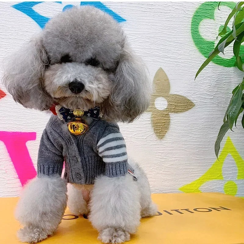 KFX-9326397 Cozy Gray Cardigan Sweater for Dogs in Various Sizes