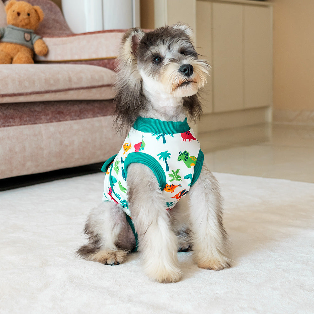 KFX-9328061 Universal Anti-Licking Pet Clothing in Red, Green, and Black - Casual Polyester Design, XS to 2XL