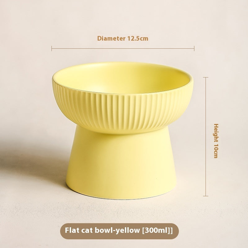 KFX-9328573 Anti-Tumble Porcelain Pet Rice Bowl in Striped Design - Multiple Color Options