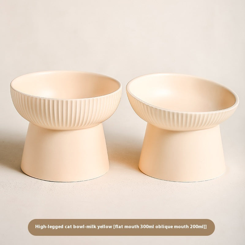 KFX-9328573 Anti-Tumble Porcelain Pet Rice Bowl in Striped Design - Multiple Color Options